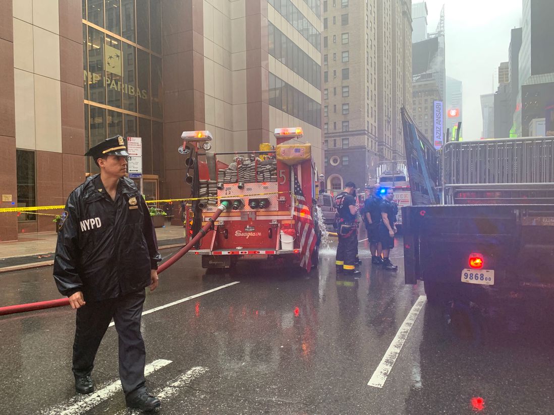 The emergency response outside 787 7th Avenue  (David "Dee" Delgado /  Gothamist)